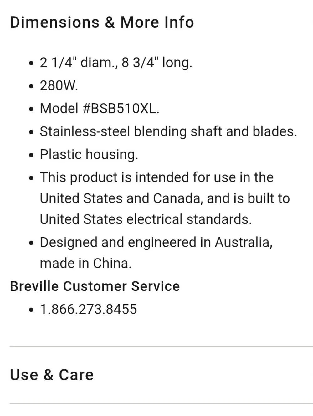 Breville The Control Grip Immersion Blender